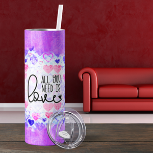 All you Need is Love Hearts 20oz Skinny Tumbler