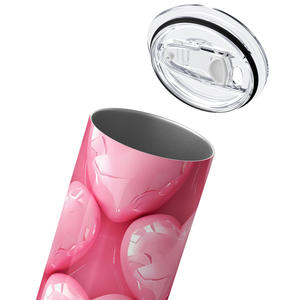 Inflated Bubble Soft Pink Hearts 20oz Skinny Tumbler