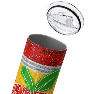 The Influcence of a Good Teacher Glitter Apple 20oz Skinny Tumbler