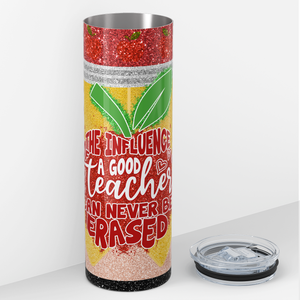 The Influcence of a Good Teacher Glitter Apple 20oz Skinny Tumbler