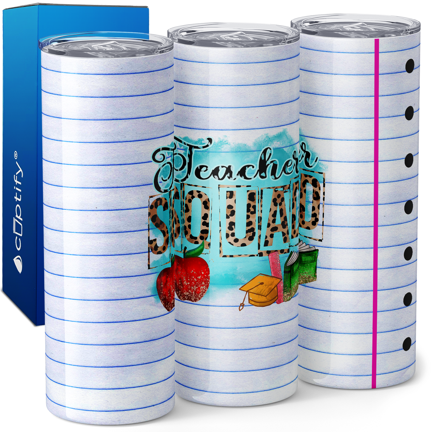 Teacher Squad on Ruled Paper 20oz Skinny Tumbler