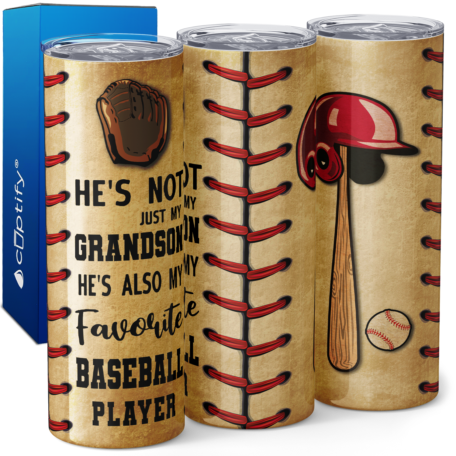 He's Not Just my Grandson Baseball Player 20oz Skinny Tumbler