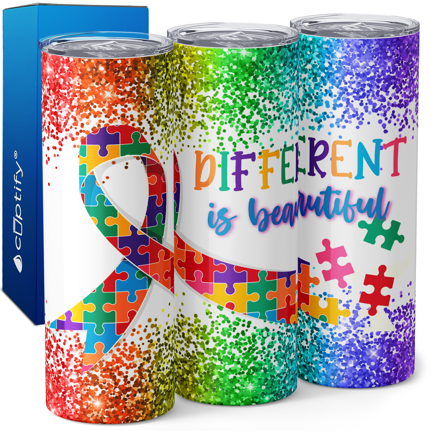 Different Is Beautiful Autism Awareness 20oz Skinny Tumbler