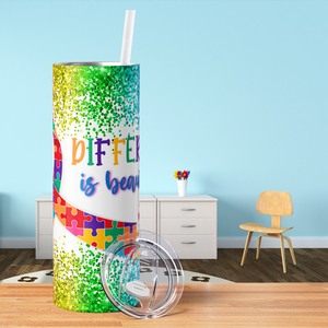 Different Is Beautiful Autism Awareness 20oz Skinny Tumbler