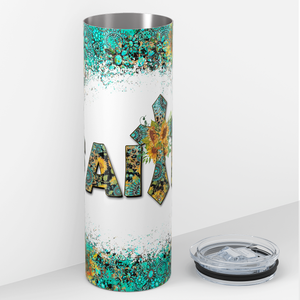 Faith Teal Glitter Sunflowers 20oz Skinny Tumbler