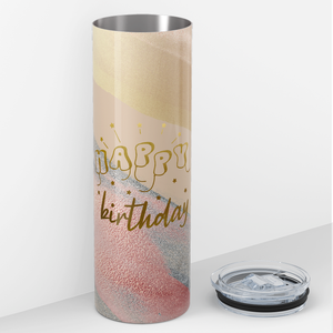 Happy Birthday on Marble 20oz Skinny Tumbler