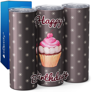 Happy Birthday Cupcake 20oz Skinny Tumbler