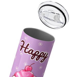 Happy Birthday Cupcake Pastel Purple 20oz Skinny Tumbler