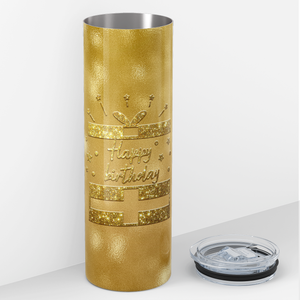 Happy Birthday Gold 20oz Skinny Tumbler