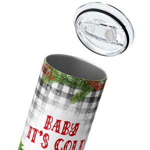 Baby It's Cold Outside Red Truck and Tree 20oz Skinny Tumbler