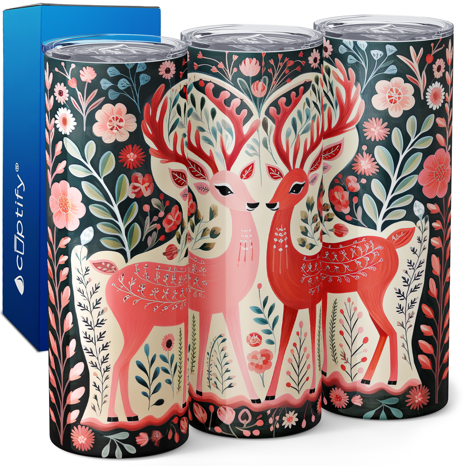 Pink Deer 20oz Skinny Tumbler