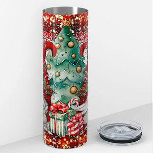 Red Gnomes and Christmas Tree 20oz Skinny Tumbler