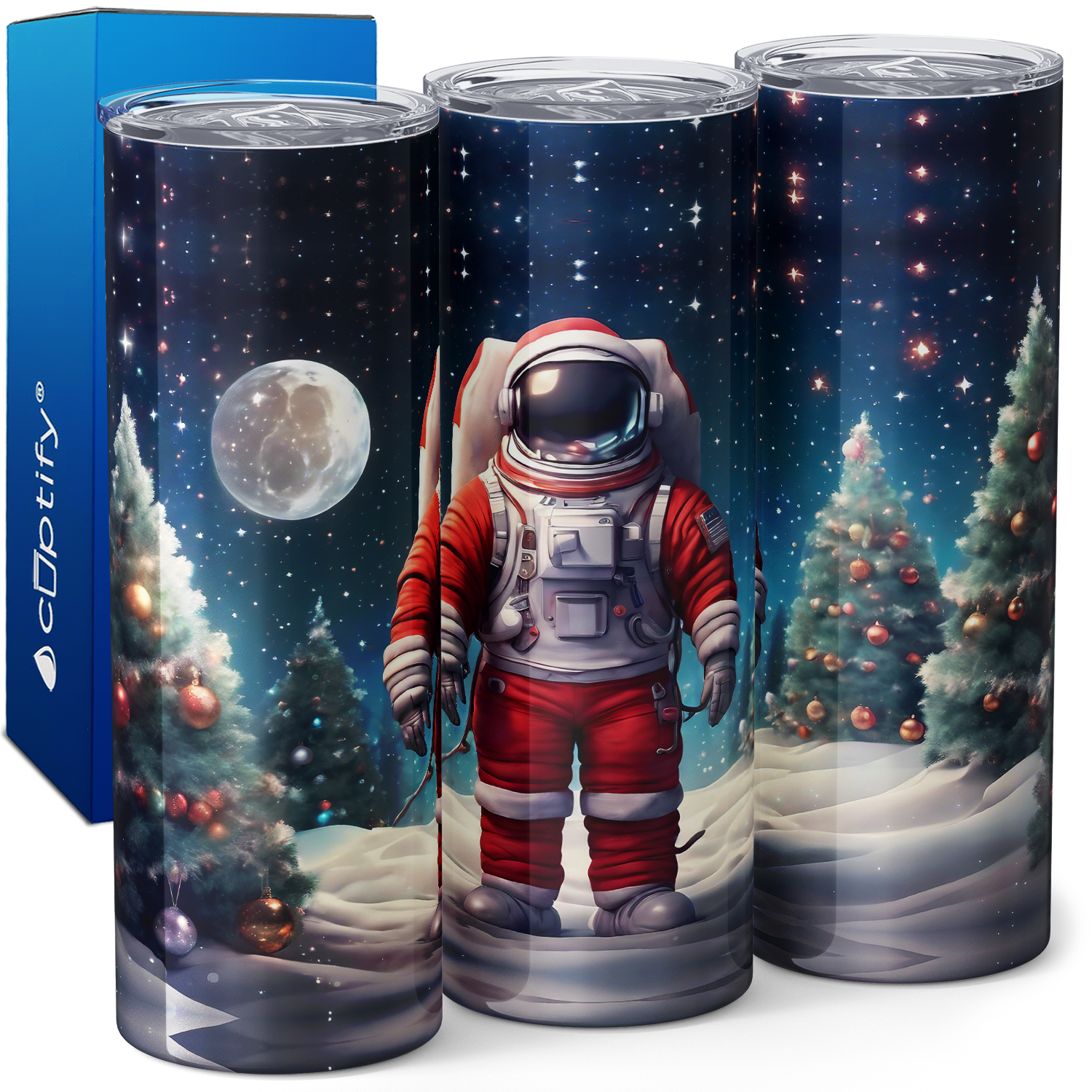 Santa Astronaut 20oz Skinny Tumbler