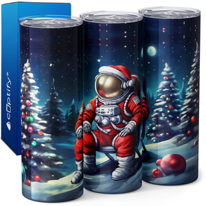 Santa Astronaut Sitting 20oz Skinny Tumbler