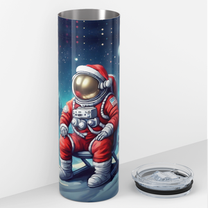 Santa Astronaut Sitting 20oz Skinny Tumbler