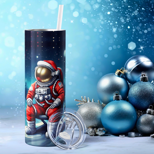 Santa Astronaut Sitting 20oz Skinny Tumbler