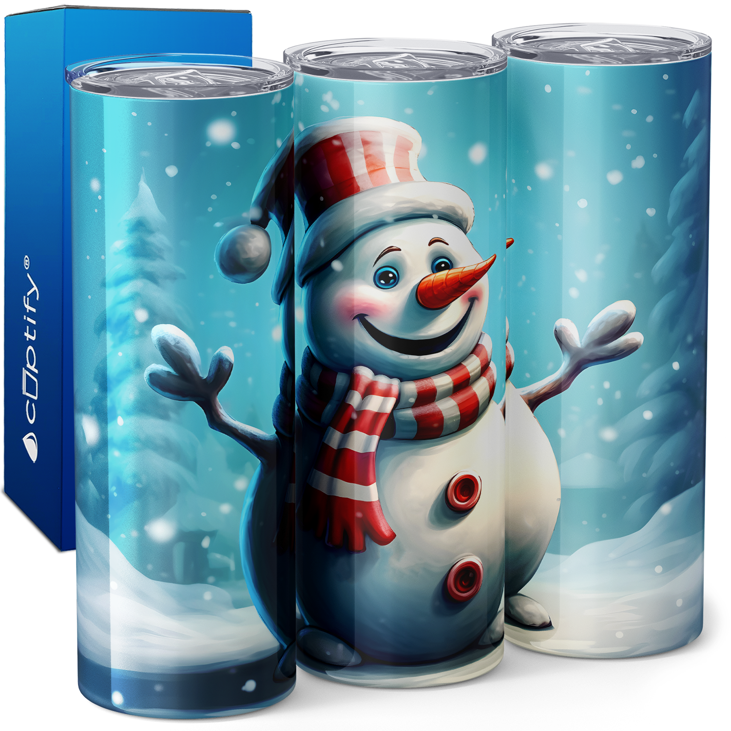 Happy Snowman Red Hat 20oz Skinny Tumbler