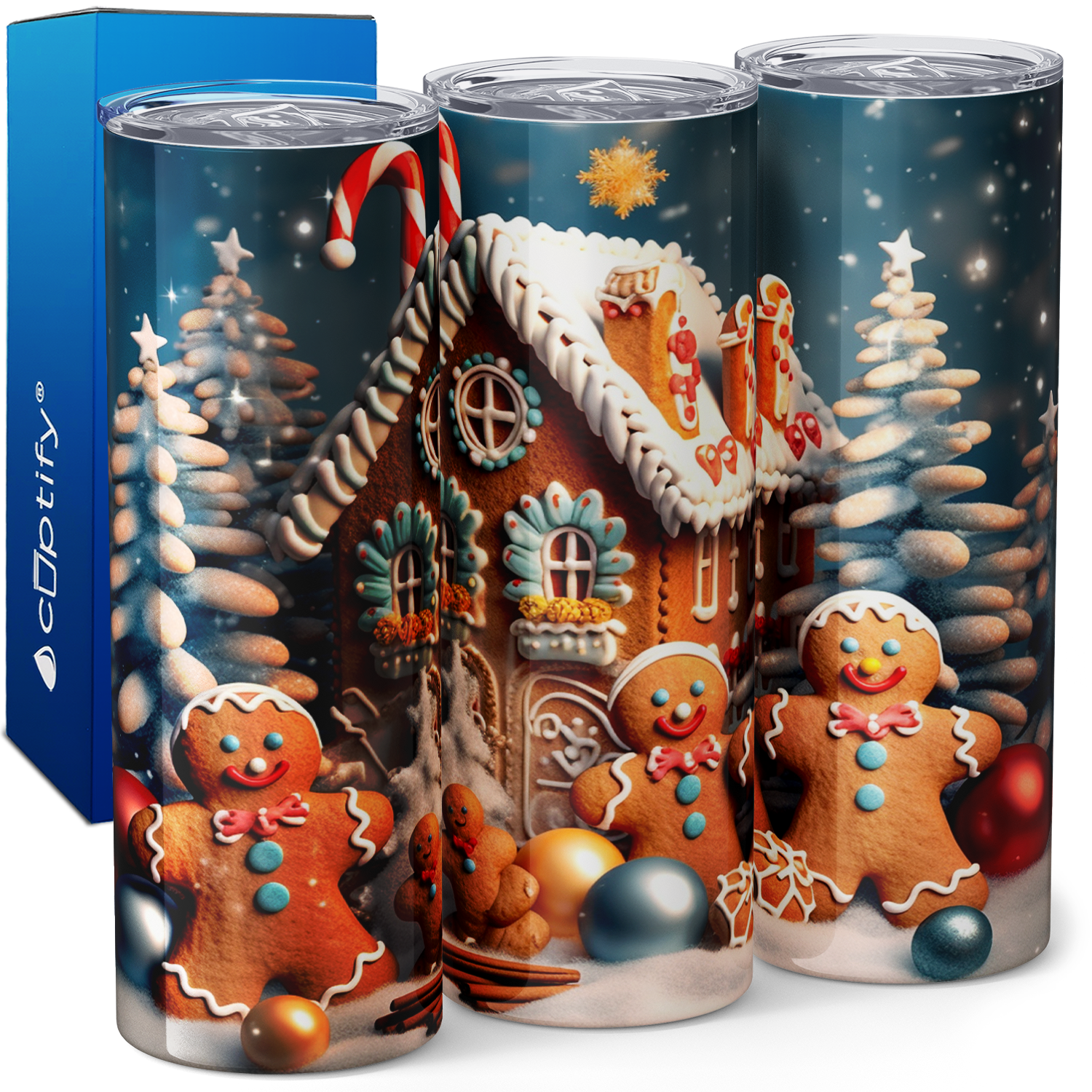 Gingerbread Cookies and House 20oz Skinny Tumbler