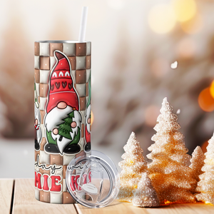 Holiday Wishes Gnomie Kisses 20oz Skinny Tumbler