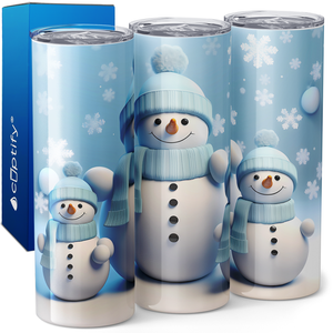 Snowmen with Blue and Snowflakes 20oz Skinny Tumbler