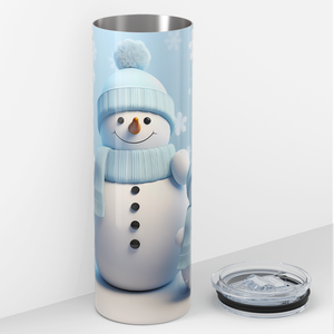 Snowmen with Blue and Snowflakes 20oz Skinny Tumbler