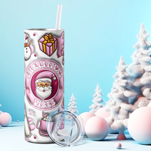 Christmas VIbes Coffee Pink 20oz Skinny Tumbler