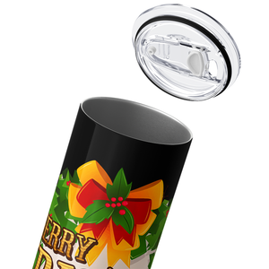 Classic Merry Christmas Wreath 20oz Skinny Tumbler