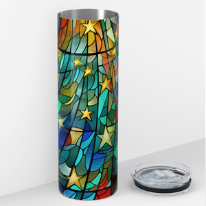 Stained Glass Christmas Tree Stars 20oz Skinny Tumbler