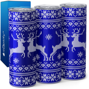 Blue Christmas Sweater Reindeer 20oz Skinny Tumbler