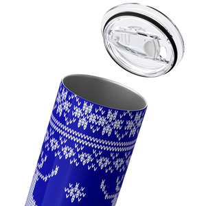 Blue Christmas Sweater Reindeer 20oz Skinny Tumbler