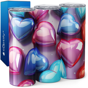 Inflated Glossy Valentine Hearts 20oz Skinny Tumbler