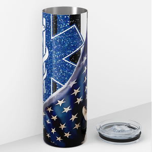 Paramedic Star of Life Glitter American Flag 20oz Skinny Tumbler