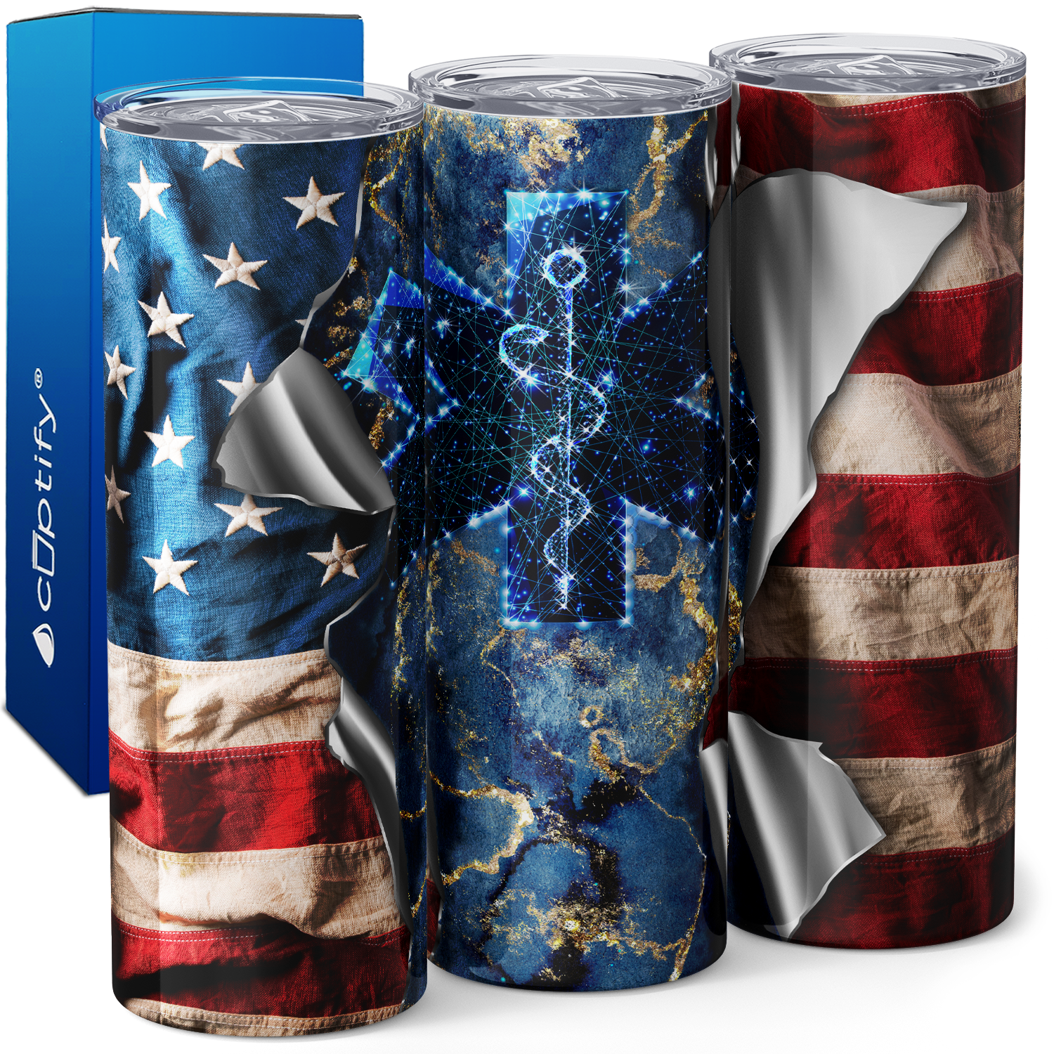 Patriotic Paramedic Star of Life 20oz Skinny Tumbler