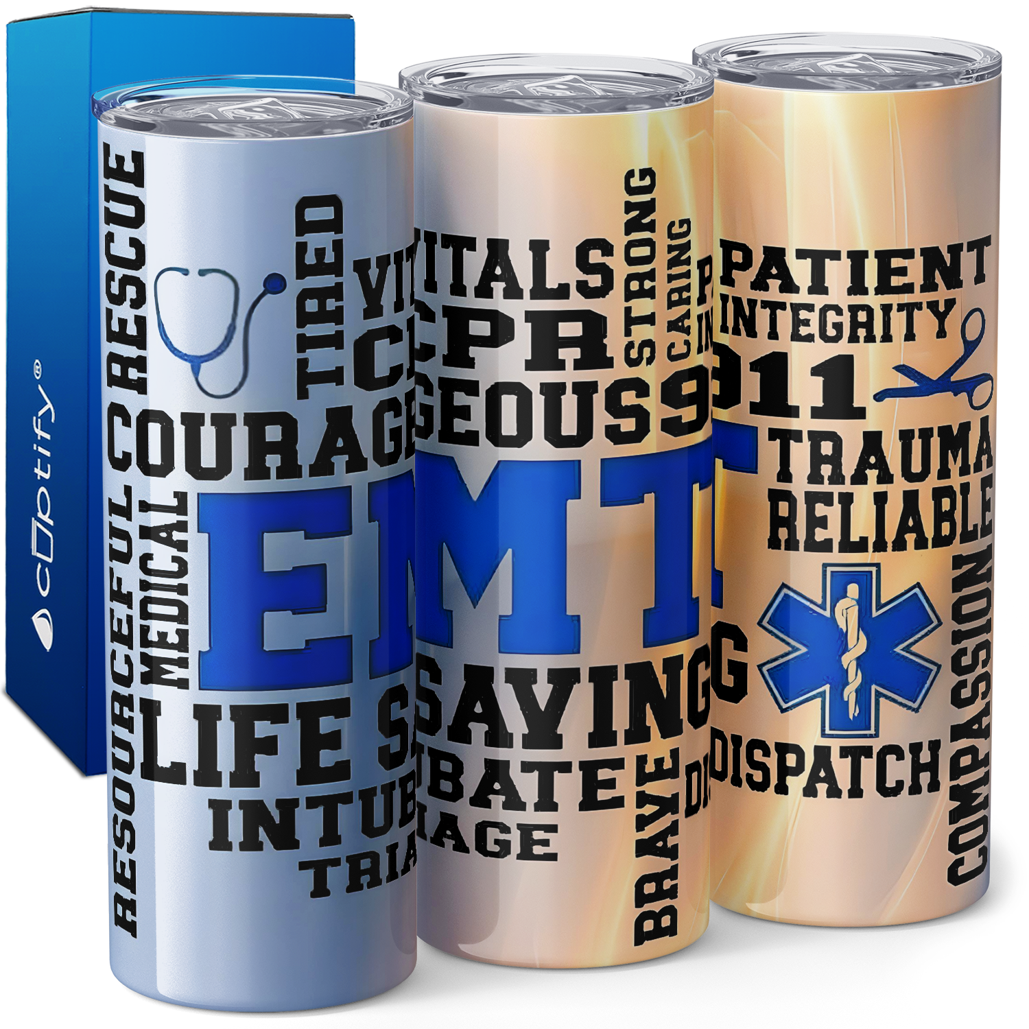 EMT Paramedic Life Saving Words 20oz Skinny Tumbler