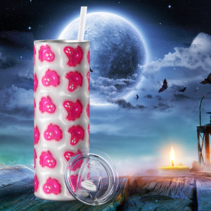 Ghosts Pink on White Inflated Balloon 20oz Skinny Tumbler