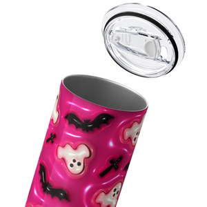 Ghosts and Bats on Pink Inflated Balloon 20oz Skinny Tumbler