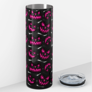 Jack-o-Lantern Faces Pink on Black Inflated Balloon 20oz Skinny Tumbler