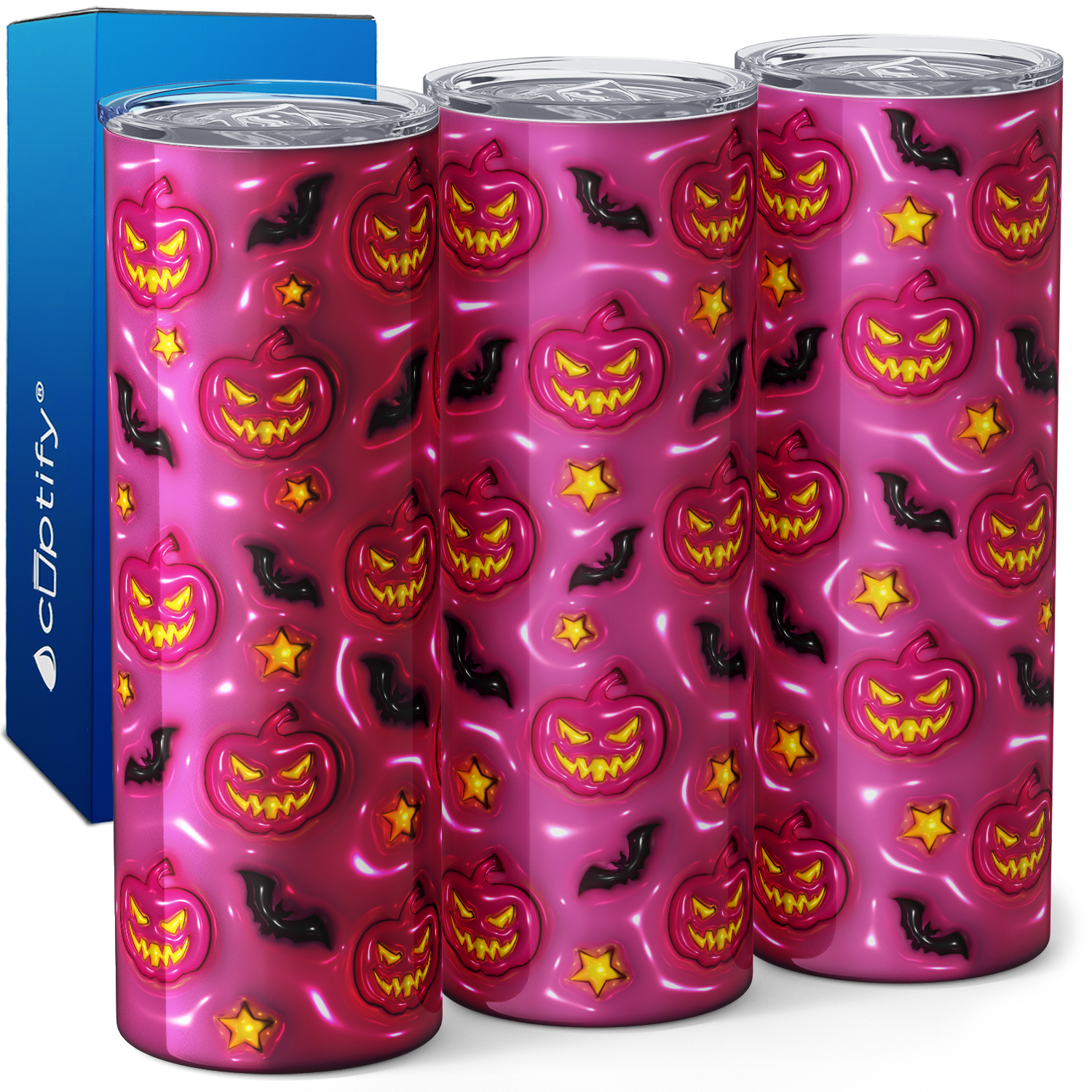 Jack-o-Lantern Pink on Pink Inflated Balloon 20oz Skinny Tumbler