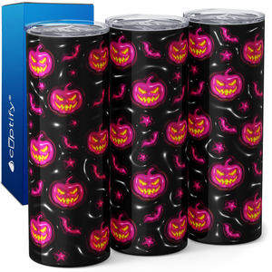 Jack-o-Lantern Pink on Black Inflated Balloon 20oz Skinny Tumbler