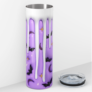 Bats on Purple with Drips Inflated Balloon 20oz Skinny Tumbler