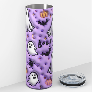 Ghosts and Pumpkins on Purple Inflated Balloon 20oz Skinny Tumbler