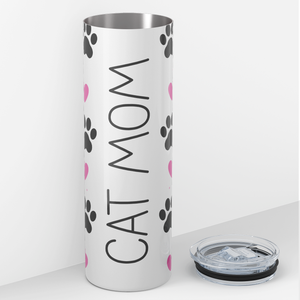 Cat Mom with Paw Prints 20oz Skinny Tumbler