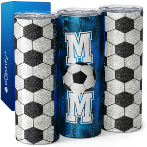 Soccer Mom Blue Glitter 20oz Skinny Tumbler