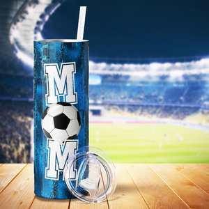 Soccer Mom Blue Glitter 20oz Skinny Tumbler