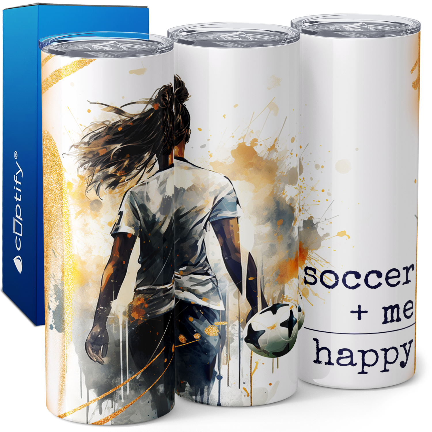 Soccer Plus Me is Happy 20oz Skinny Tumbler