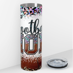 Football Mom on Leopard Print and Leather 20oz Skinny Tumbler