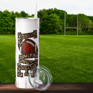 Love Leopart Print Heart Football 20oz Skinny Tumbler