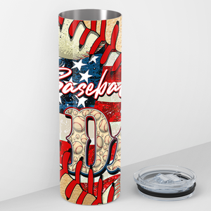 Baseball Dad American Flag Painting 20oz Skinny Tumbler