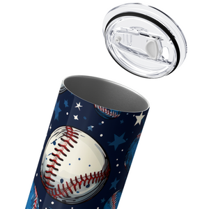 Baseballs Red White and Blue 20oz Skinny Tumbler