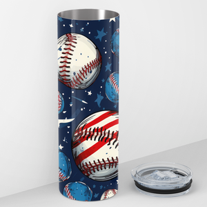 Baseballs Red White and Blue 20oz Skinny Tumbler